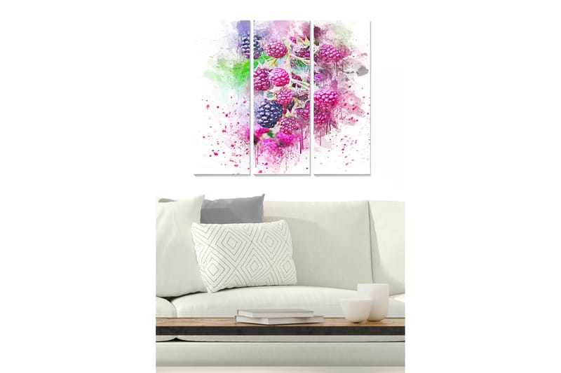 Canvasbilde Floral 3-pk flerfarget - 22x05 cm - Posters