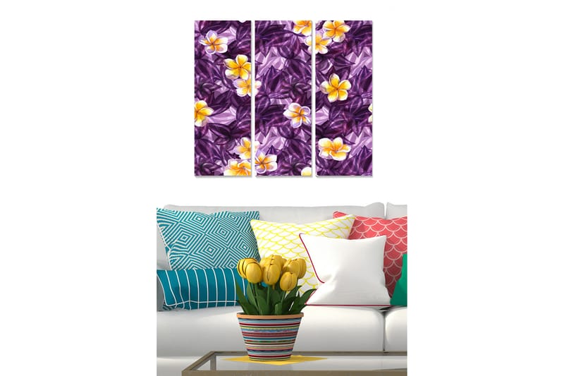 Canvasbilde Floral 3-pk flerfarget - 22x05 cm - Posters