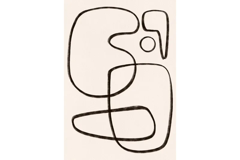 Poster Line art 21x30 cm, Hvid/Sort