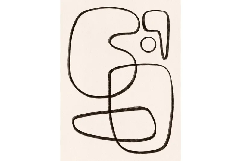 Poster Line art 30x40 cm, Hvid/Sort