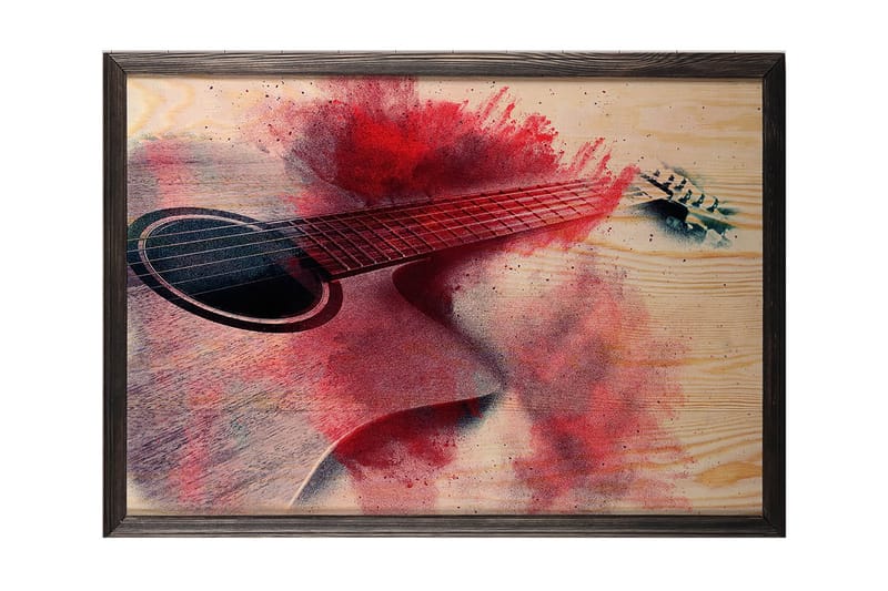 Red Splashed Guitar Illustrasjon Rød/Beige - 50x35 cm - Posters - Plakater barnerom