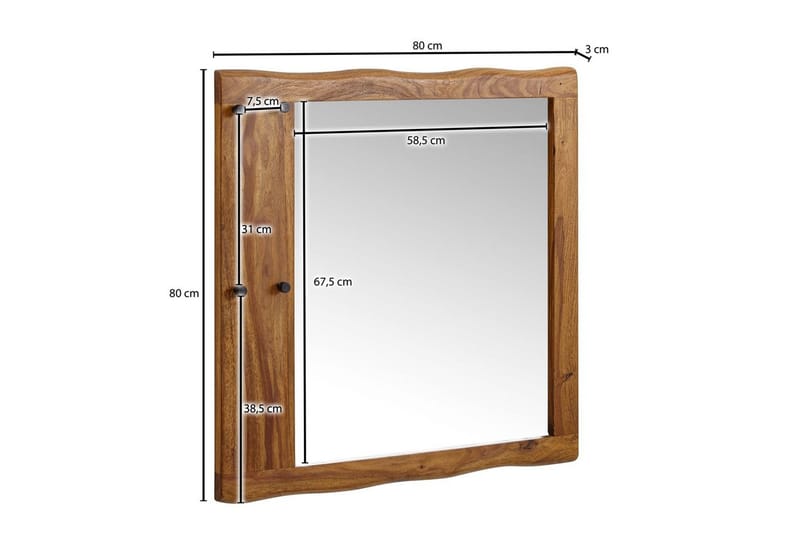 Speil Wohnling Trekanter i massiv treramme med kroker Landlig stil - Interiør - Speil - Gangspeil