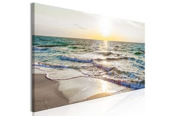 Tavla Calm Waves (1 Part) Narrow Grey 150x50 - Interiør - Maleri & posters - Lerretsbilder