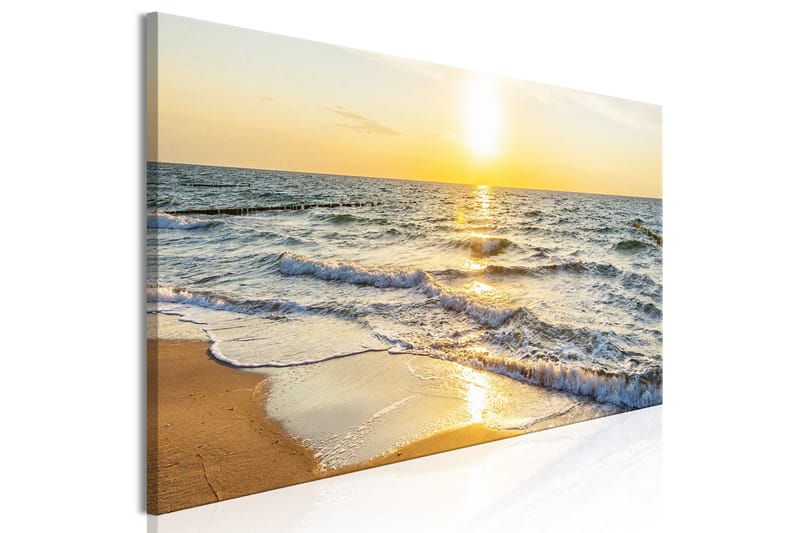 Tavla Calm Waves (1 Part) Narrow Golden 150x50 - Interiør - Maleri & posters - Lerretsbilder