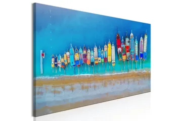 Tavla Colourful Boats (1 Part) Narrow 150x50 - Interiør - Maleri & posters - Lerretsbilder