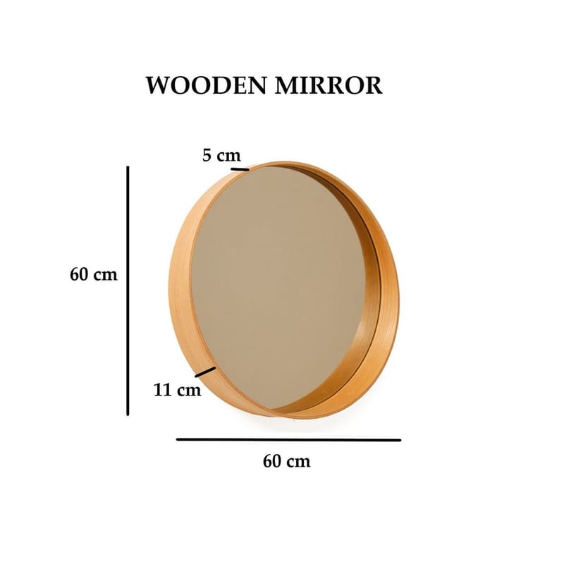 Aldrosin vegghengt speil Rund 60 cm - Hvit - Interiør - Speil - Gangspeil