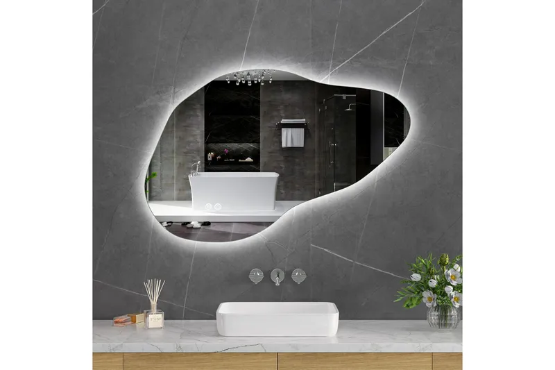 Baderomsspeil 100x65 cm med LED-belysning og anti-dugg