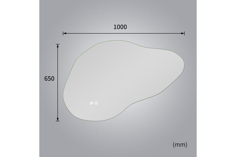 Baderomsspeil 100x65 cm med LED-belysning og anti-dugg - Interiør - Speil - Gangspeil