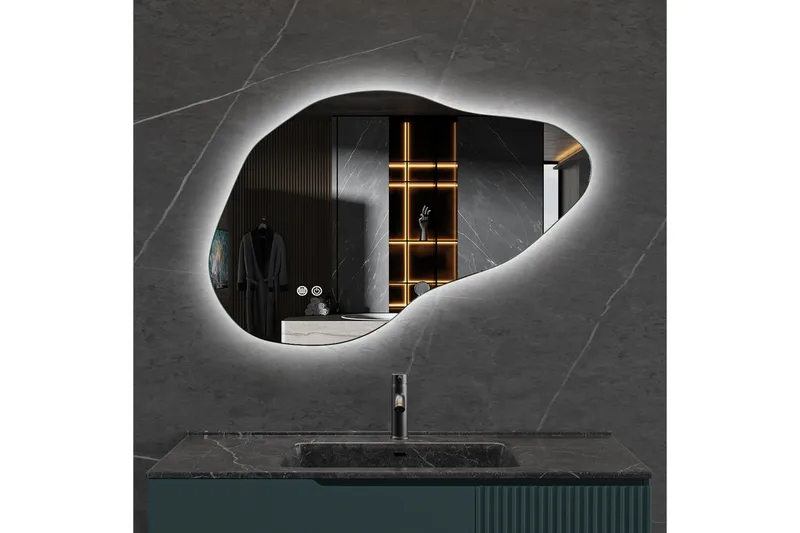 Baderomsspeil 100x65 cm med LED-belysning og anti-dugg - Interiør - Speil - Gangspeil