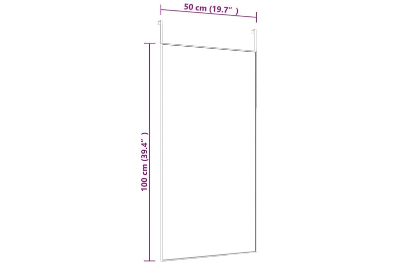 beBasic Dørspeil svart 50x100 cm glass og aluminium - Svart - Dørspeil