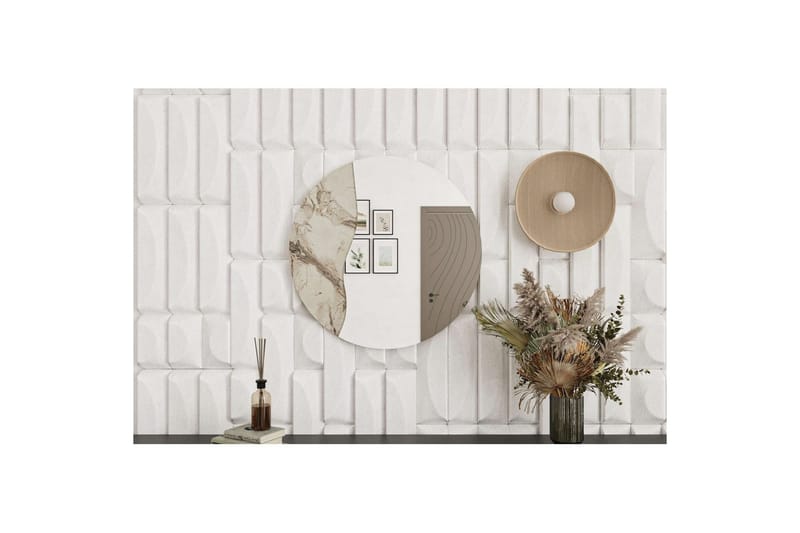 Buhem Vegghengt Speil Rund 60 cm - Beige - Interiør - Speil - Gangspeil