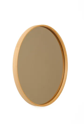 Dekorativt speil Wallxpert Circle (50 x 50 x 4 cm) eik - Hvit ramme med eikedetaljer - Interiør - Speil - Gangspeil