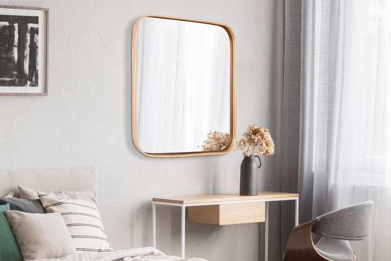 Dekorativt speil Wallxpert Square (90 x 90 x 4 cm) Eik - Eik - Interiør - Speil - Gangspeil