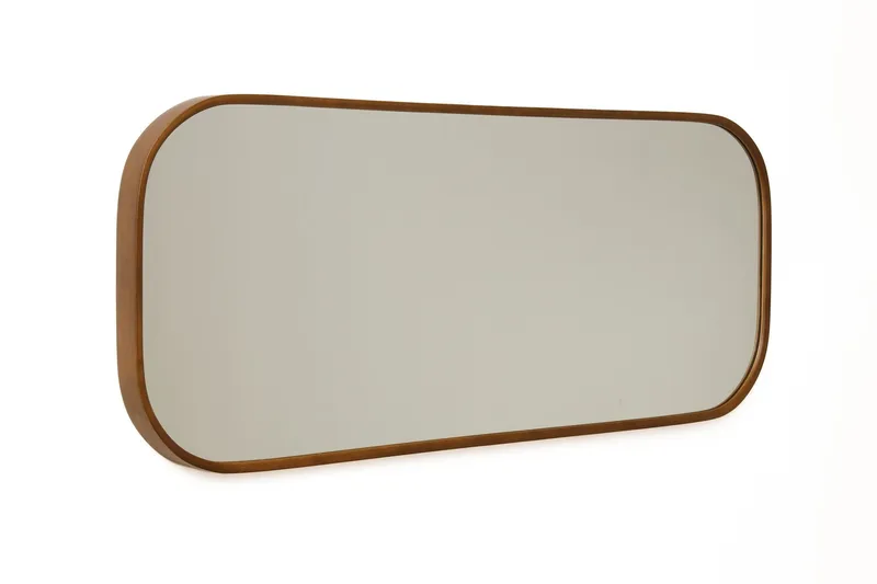Dekorativt speil Wallxpert Zaha (103 x 42 x 4 cm) Valnøtt - Hvit ramme med valnøttdetaljer - Interiør - Speil - Gangspeil