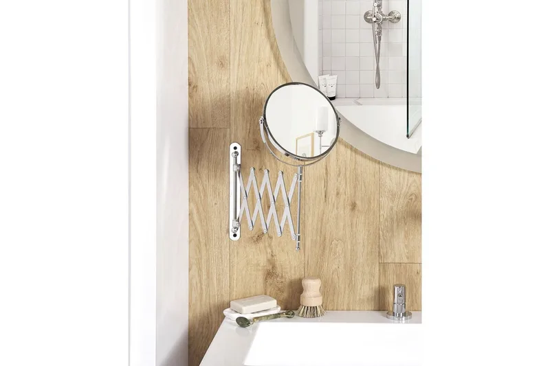 Förlängningsbar väggsminkspegel Beliani Yvelines Silver - Interiør - Speil - Sminkespeil