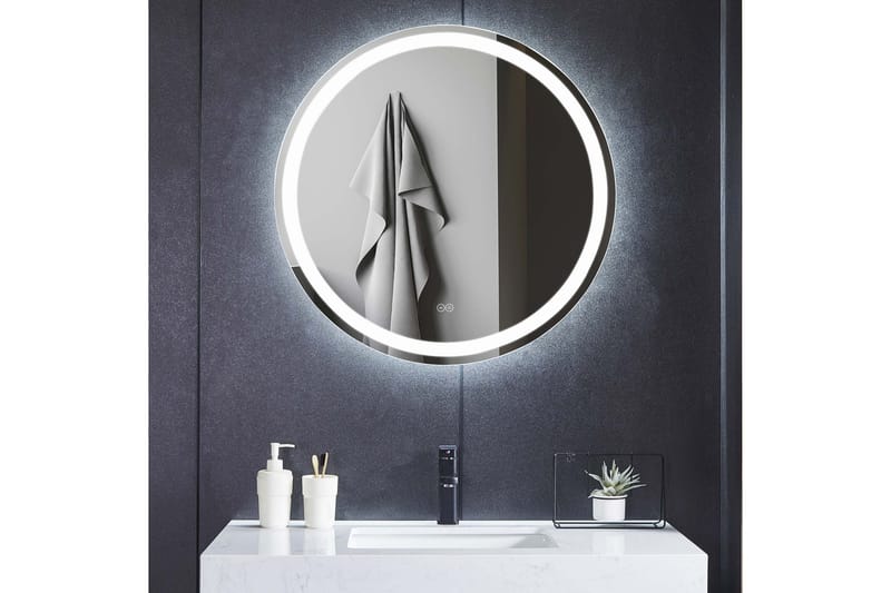 Baderomsspeil Rund 60 cm med LED-belysning, anti-dugg og dimmer