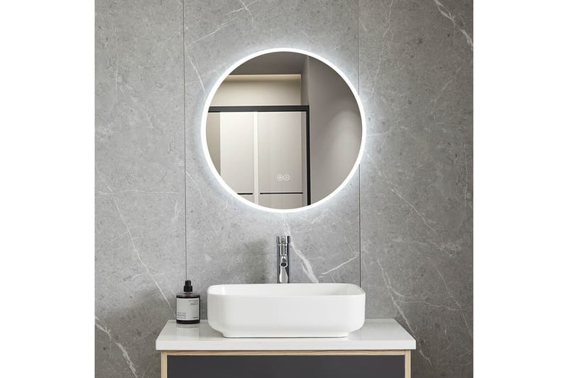 Baderomsspeil Rund 60 cm med LED-belysning og anti-dugg