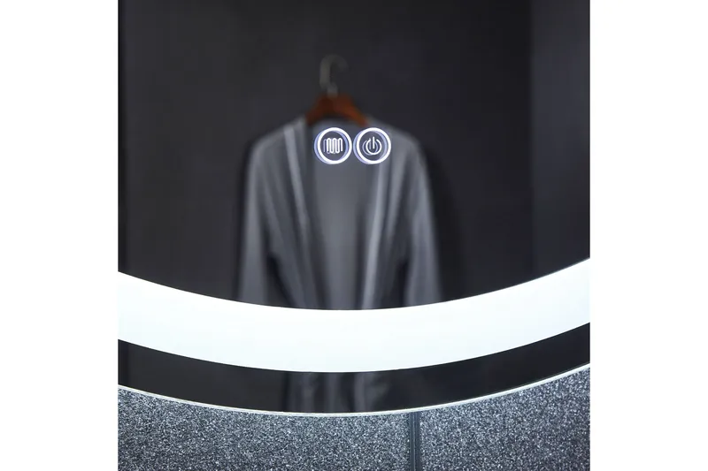 Baderomsspeil Rund 80 cm med LED-belysning, anti-dugg og dimmer - Interiør - Speil - Gangspeil