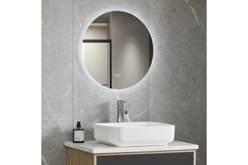 Baderomsspeil Rund 80 cm med LED-belysning og anti-dugg - Interiør - Speil - Gangspeil