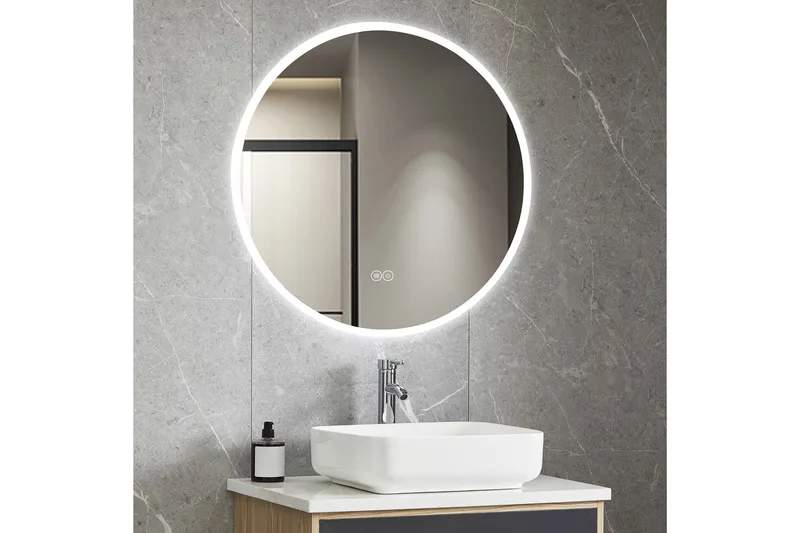 Baderomsspeil Rund 80 cm med LED-belysning og anti-dugg - Interiør - Speil - Gangspeil