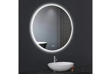 Baderomsspeil Rund 80 cm med LED-belysning og anti-dugg - Interiør - Speil - Gangspeil