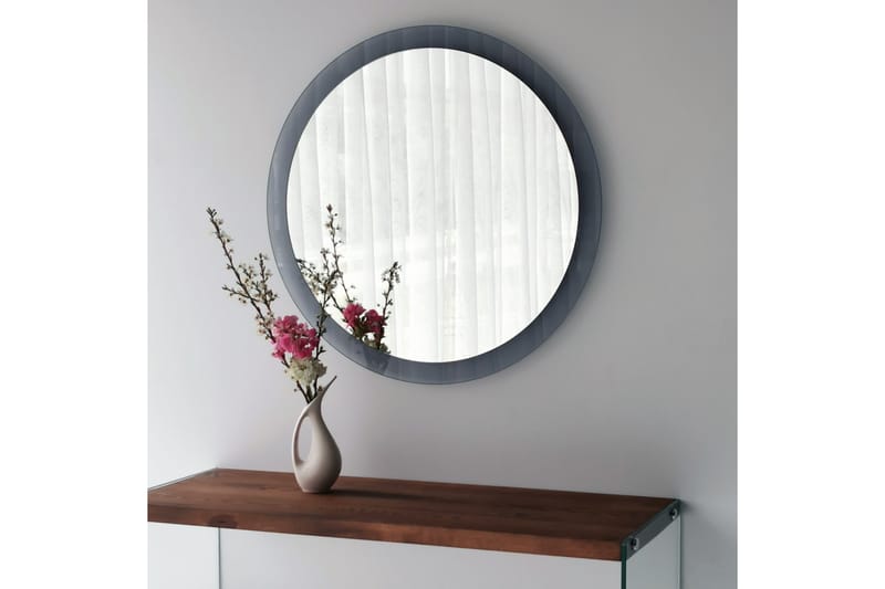 Lepinas Veggspeil Rund 65 cm, Grå/Herdet Glass