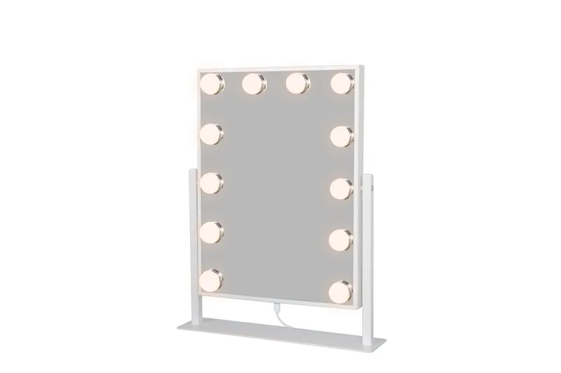 Glow Lille sminkespeil på fot 36,5 cm med LED belysning/lamper Holywood speil - Hvid - Interiør - Speil - Speil med belysning