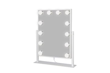 Glow Lille sminkespeil på fot 36,5 cm med LED belysning/lamper Holywood speil - Hvid - Interiør - Speil - Speil med belysning