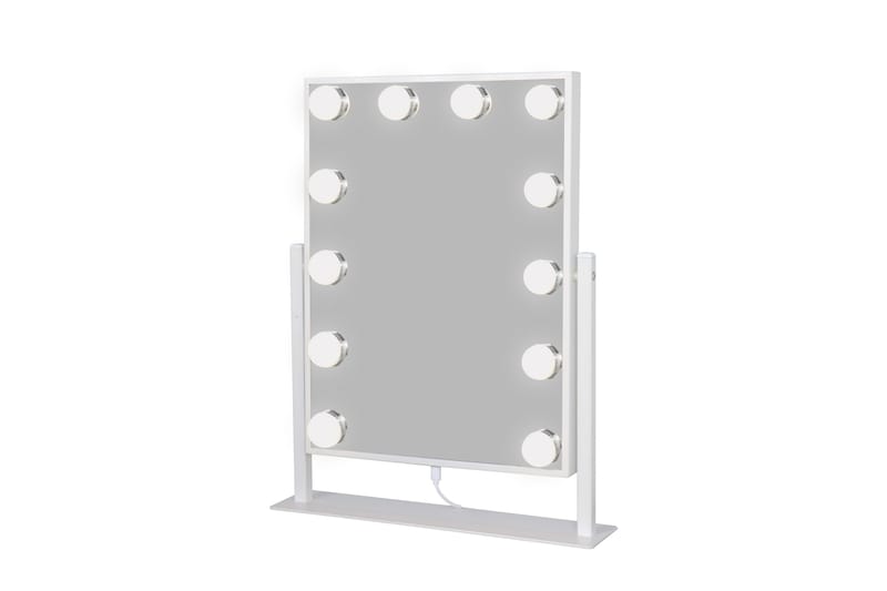 Glow Lille sminkespeil på fot 36,5 cm med LED belysning/lamper Holywood speil - Hvid - Interiør - Speil - Speil med belysning