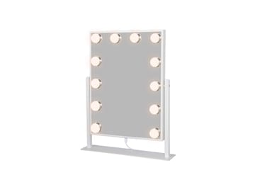 Glow Lille sminkespeil på fot 36,5 cm med LED belysning/lamper Holywood speil - Hvid - Interiør - Speil - Speil med belysning