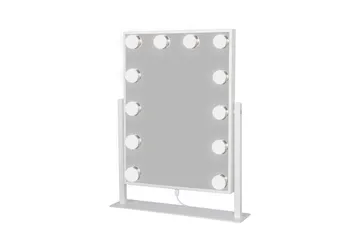 Glow Lille sminkespeil på fot 36,5 cm med LED belysning/lamper Holywood speil - Hvid - Interiør - Speil - Speil med belysning