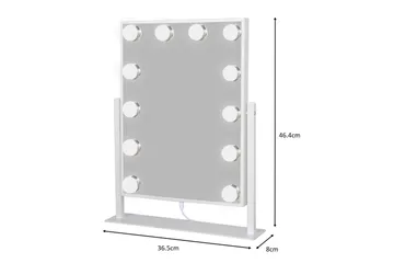 Glow Lite sminkespeil på fot 36,5 cm med LED-belysning/lamper Hollywood-speil - Hvit - Interiør - Speil - Speil med belysning
