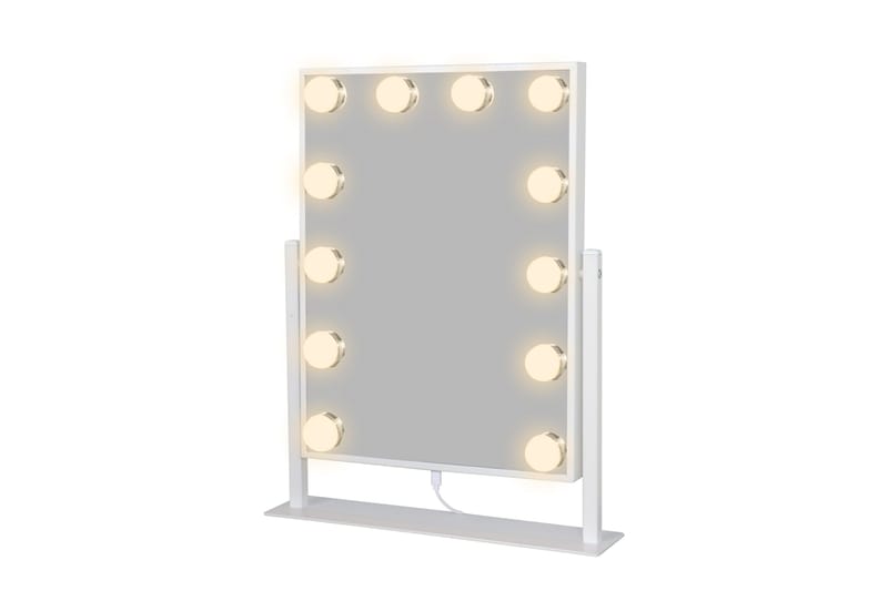 Glow Lite sminkespeil på fot 36,5 cm med LED-belysning/lamper Hollywood-speil - Hvit - Interiør - Speil - Speil med belysning