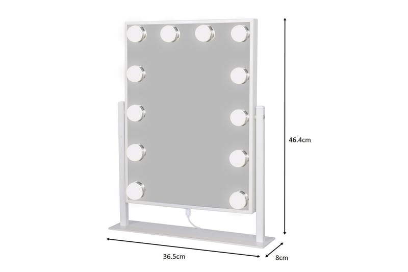 Glow Sminkespeil 36,5 cm med LED Belysning - Hvit - Interiør - Speil - Speil med belysning