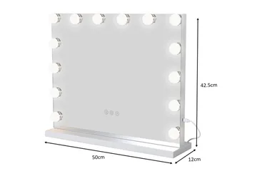 Glow Sminkespeil på fot 50 cm med LED belysning/lamper Hollywood speil - Hvid - Interiør - Speil - Speil med belysning