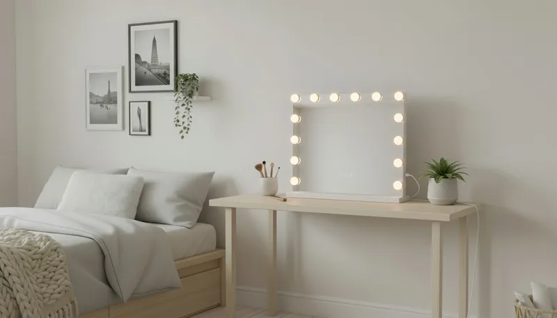 Glow Sminkespeil på fot 50 cm med LED belysning/lamper Hollywood speil - Hvid - Interiør - Speil - Sminkespeil