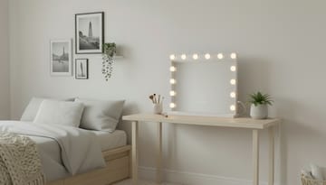 Glow Sminkespeil på fot 50 cm med LED belysning/lamper Hollywood speil - Hvid - Interiør - Speil - Sminkespeil