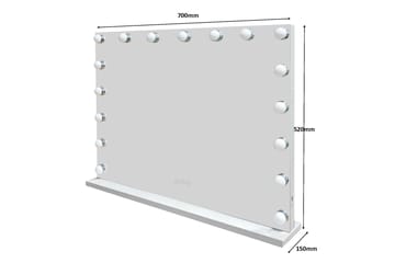 Glow Stor Sminkespeil 70 cm med belysning lamper - Hollywood speil med USB-lading - Hvit - Interiør - Speil - Sminkespeil