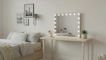 Glow Stor Sminkespeil 70 cm med belysning lamper - Hollywood speil med USB-lading - Hvit - Interiør - Speil - Sminkespeil