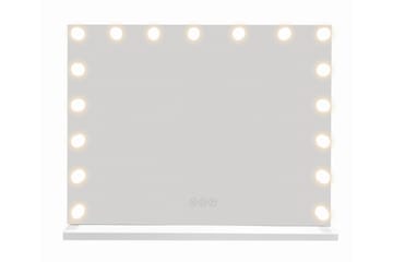 Glow Stor Sminkespeil 70 cm med belysning lamper - Hollywood speil med USB-lading - Hvit - Interiør - Speil - Sminkespeil