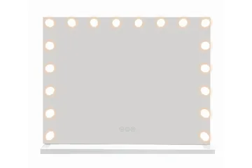 Glow Stort sminkespeil 80 cm med belysning og lamper – Hollywood-speil med USB-lading - Hvit - Interiør - Speil - Speil med belysning