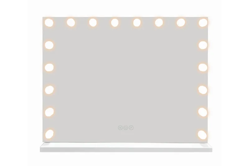 Glow Stort sminkespeil 80 cm med belysning og lamper – Hollywood-speil med USB-lading - Hvit - Interiør - Speil - Speil med belysning