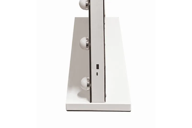 Glow Stort sminkespeil 80 cm med belysning og lamper – Hollywood-speil med USB-lading - Hvit - Interiør - Speil - Speil med belysning