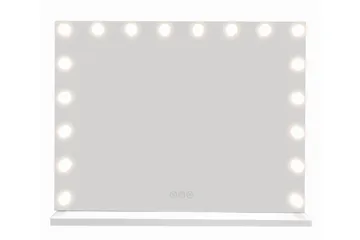 Glow Stort sminkespeil 80 cm med belysning og lamper – Hollywood-speil med USB-lading - Hvit - Interiør - Speil - Speil med belysning
