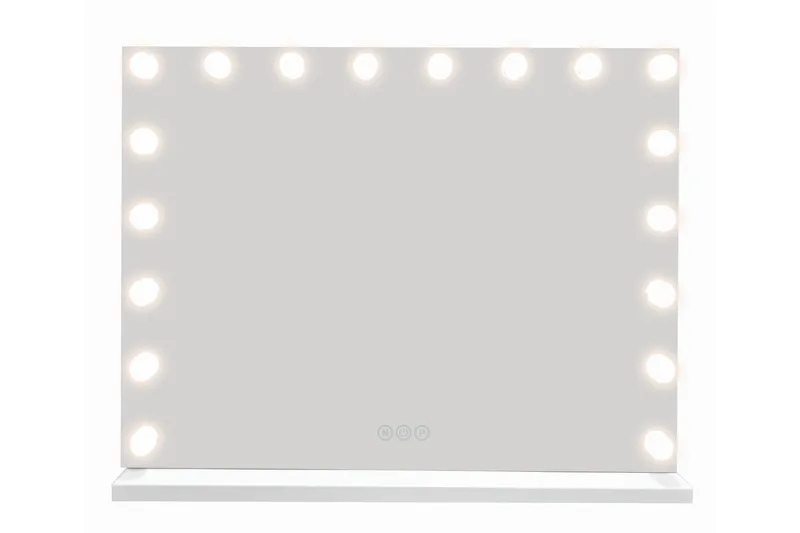 Glow Stort sminkespeil 80 cm med belysning og lamper – Hollywood-speil med USB-lading - Hvit - Interiør - Speil - Speil med belysning