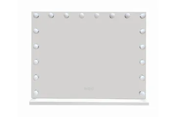 Glow Stort sminkespeil 80 cm med belysning og lamper – Hollywood-speil med USB-lading - Hvit - Interiør - Speil - Speil med belysning