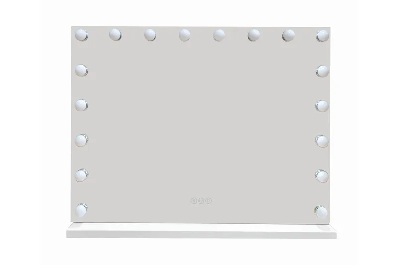 Glow Stort sminkespeil 80 cm med belysning og lamper – Hollywood-speil med USB-lading - Hvit - Interiør - Speil - Speil med belysning