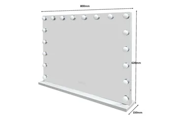 Glow Stort sminkespeil 80 cm med belysning og lamper – Hollywood-speil med USB-lading - Hvit - Interiør - Speil - Speil med belysning