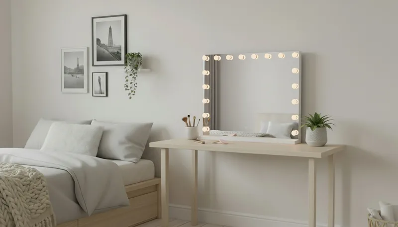 Glow Stort sminkespeil 80 cm med belysning og lamper – Hollywood-speil med USB-lading - Hvit - Interiør - Speil - Speil med belysning