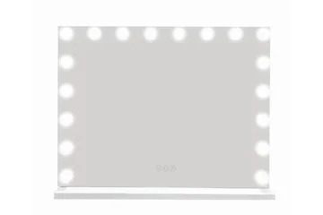 Glow Stort sminkespeil 80 cm med belysning og lamper – Hollywood-speil med USB-lading - Hvit - Interiør - Speil - Speil med belysning